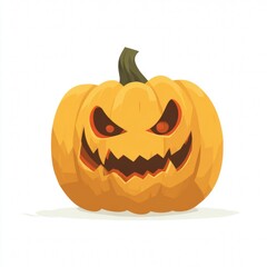 A menacing jack-o'-lantern, carved with a sinister expression and glowing red eyes