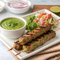 seekh kabab made with minced chicken or mutton kee
