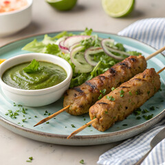 seekh kabab made with minced chicken or mutton kee