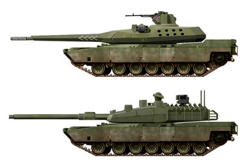 A collection of MBT concepts (top: M1PL-01 Abrams, bottom: M1SA). Individual images, in full size, can be found in the portfolio or by name in the site search