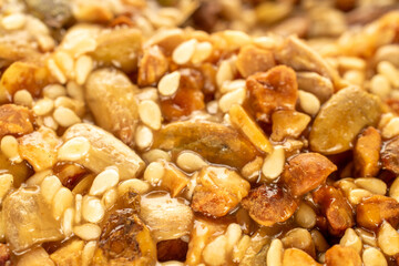 Thaler cookies with nuts and honey, close-up.