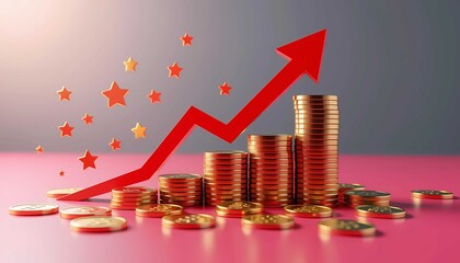 This vibrant illustration perfectly symbolizes a significant increase in profit and a positive market trend, making it ideal for investment themes