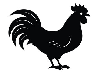 rooster crowing silhouette vector icon