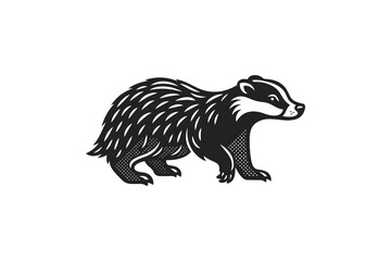 Badger engraving style hand drawn black and white vector illustration