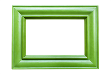 Bright green rectangular frame with bevelled edges isolated on a transparent background