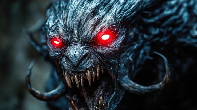 A detailed view of a demon-like being, suitable for fantasy or horror-themed projects
