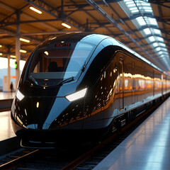 
modern train at the station