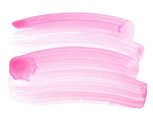 Three overlapping pink watercolor brushstrokes on a transparent black background
