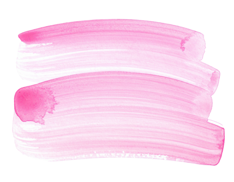 Three overlapping pink watercolor brushstrokes on a transparent black background