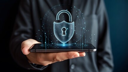 Digital security lock overlay on smartphone screen