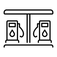 A line style icon showing gas station