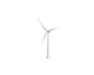 White wind turbine isolated on transparent background  