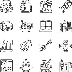 Pack of Refinery Industry Line Style Icons 