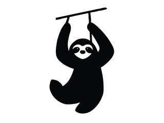 sloth hanging silhouette vector icon
