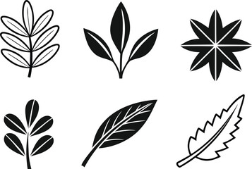 Fototapeta premium leaf, plant, nature, botanical, icon, set, glyph, outline, silhouette, eco, green, organic, natural, simple, minimalist, elegant, modern, foliage