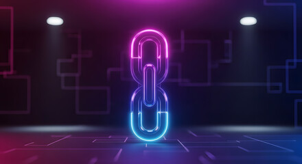 Neon Chain Link: Futuristic Tech Connection