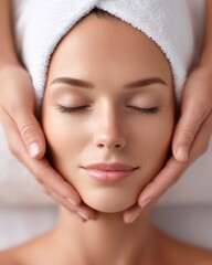 a woman getting a face massage treatment