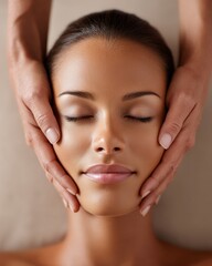 a woman getting a face massage treatment