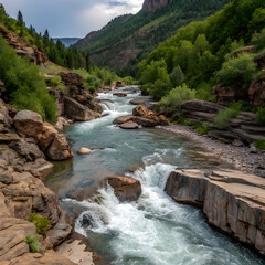 river flowing Through rocks