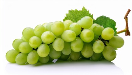 Obraz premium Fresh Green Grape Cluster Isolated On White Background
