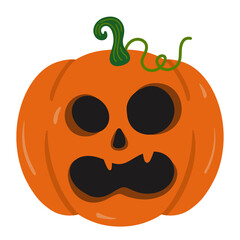 Creepy Halloween Pumpkin Cartoon Illustration Isolated Art