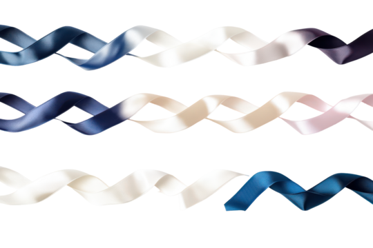 Wavy ribbons in different colors isolated on transparent background. Collection set of awareness ribbons isolated on white background. - Powered by Adobe