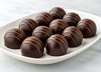 Assortment of gourmet chocolate truffles.