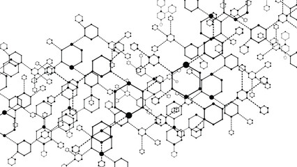 Molecular structure. Medicine researching, DNA or chemistry science. Biotechnology presentation template vector background
