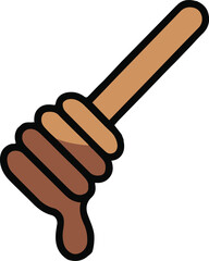 Colorful vector icon of a honey dipper with sweetness