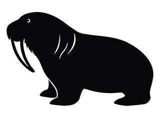 tusked walrus silhouette vector icon