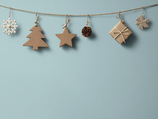 淡い青色のクリスマスの飾り