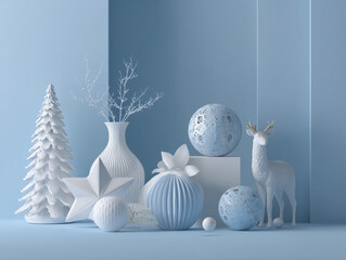 淡い青色のクリスマスの飾り