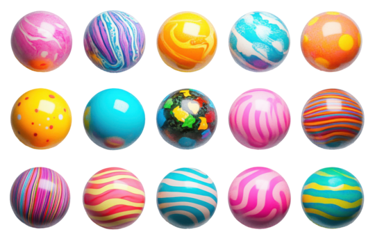 Collection of colorful marbled spheres isolated on transparent background. Collection set of colorful spheres isolated on white background. - Powered by Adobe