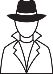 Detective Silhouette Icon Spy Agent Avatar Vector Illustration