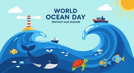 An illustration for World Ocean Day, which is celebrated annually on June 8th. 