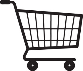 Shopping Cart Silhouette Icon Supermarket Trolley Vector Design