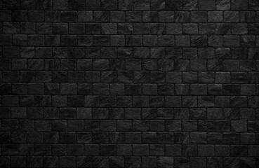 Black brick wall texture as background or wallpaper for inserting text. Abstract dark brick wall texture pattern.