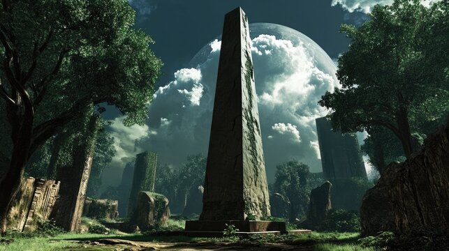 Enigmatic Obelisk in a Forgotten Forest