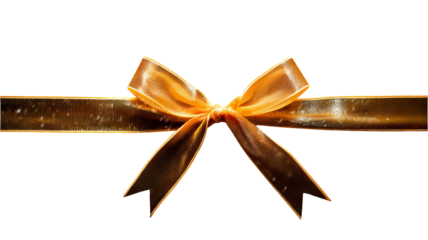 Golden ribbon bow on transparent orange gift box with subtle white snowflakes on pure black background elegant luxury holiday packaging festive christmas winter gift presentation close up
