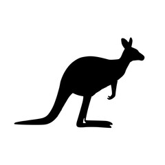 Fototapeta premium Bold black kangaroo silhouette leaping dynamically across open space iconic wildlife