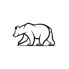 Fototapeta premium Bold minimalist bear walking confidently symbolizing strength and wilderness adventure