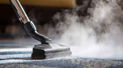 Steam Cleaning Carpet with Professional Cleaner