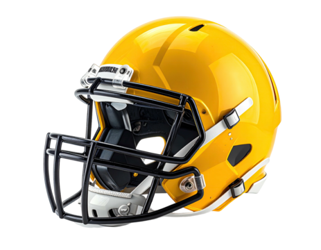 Yellow and black football helmet isolated with a gradient background