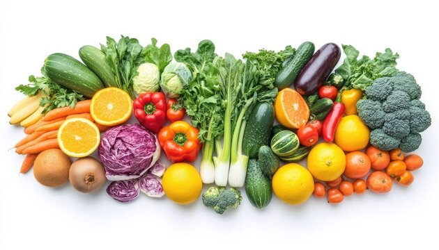 Colorful array of fresh fruits and vegetables