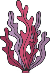 Red and purple seaweed fronds growing upward