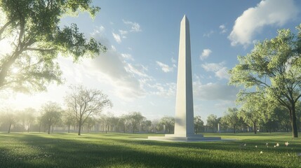 Serene Obelisk in a Sunlit Meadow