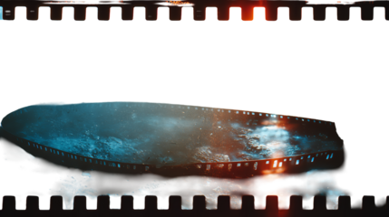 Abstract Photographic Film Strip Depicting Fluidity and Light on Dark Background with Borders
