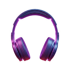Modern headphones with glowing purple and blue accents, isolated on transparent background