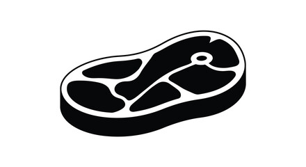Simple black and white illustration of a raw steak with marbling detail