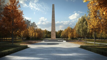 Autumnal Tribute: A Rendering of a Memorial Monument